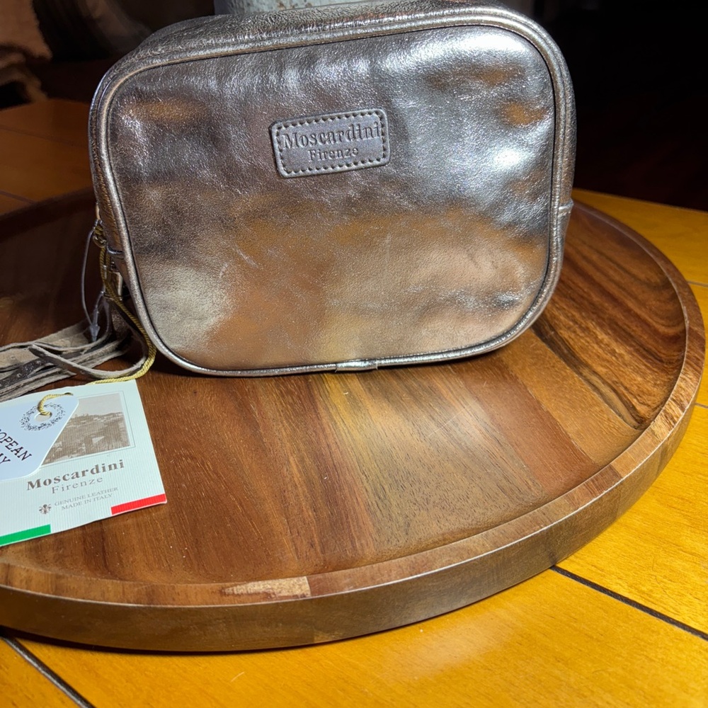 Moscardini Firenze Metallic Leather Cosmetic Bag